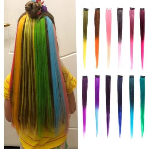 Leeons One Clip In Synthetic Hair Extensions Natural Hair Clip Ins Long Straight Hair Pieces For Women Pure And Ombre