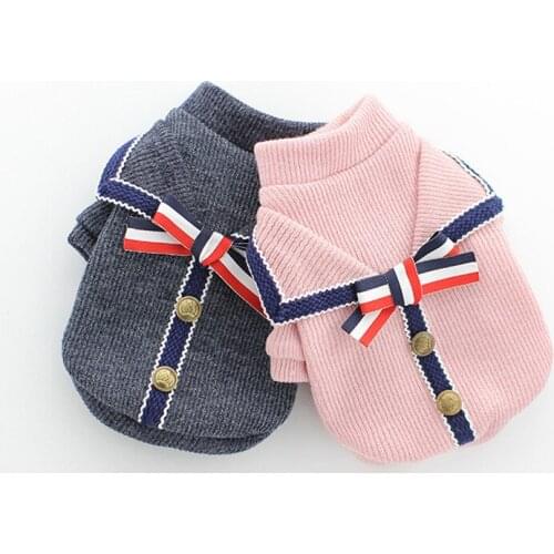 New Style Stripe Dogs Clothes Princesss French Bulldog Sweatshirt Warm Cat Sweater Winter Pet Hoodies Fashion Chihuahua Coat