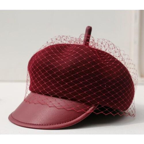 2021 New Winter Knight Hat Fedoras Womens Wool Felt Hat Fashion Mesh Pumpkin Berets Ladies Casual Rider Peaked Cap