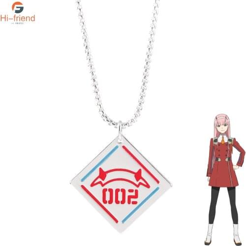 Anime DARLING in the FRANXX Necklace 02 Zero Two Code 002 Red Devil Horn Pendant Necklace for Women Men Cosplay Jewelry