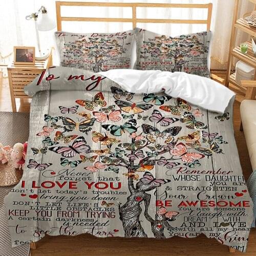 3D Digital Printing Duvet Cover Postcard Bedding Envelope Animal Three-piece Duvet Cover Butterfly Duvet Cover Bedding 2/3 Set