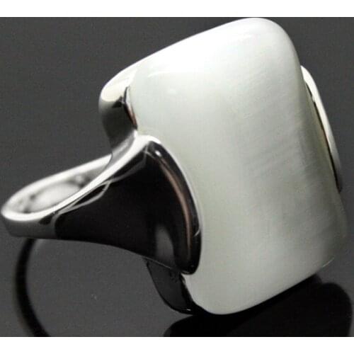 RARE FACED WHITE OPAL 925 STERLING SILVER RING SIZE 7/8/9/10