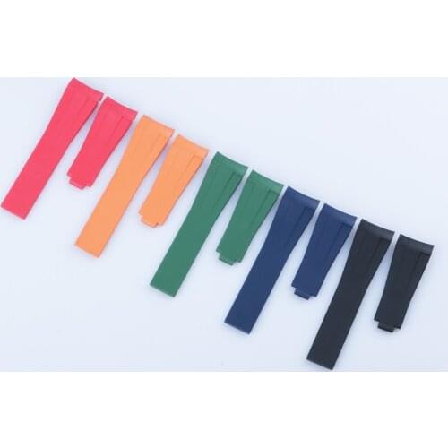 CARLYWET 20mm Curved End Black Navy Blue Red Green Rubber WatchBand Strap For Rolex Submariner Datejust Daytona GMT Master