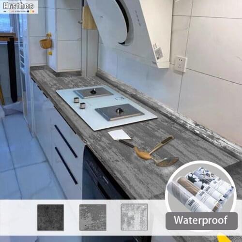 Vintage Grey Cement Sticker PVC Self-Adhesive Waterproof Countertop Contact Paper For Kitchen Cabinet Table Furniture Home Decor