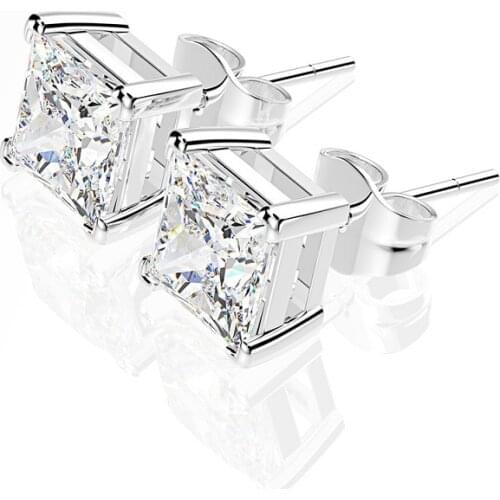 925 real Silver Beautiful Flower Stud Earrings Perfect Cut for 1.2ct 6*6mm F color Moissanite Stud Earrings for Teen Girls Gift