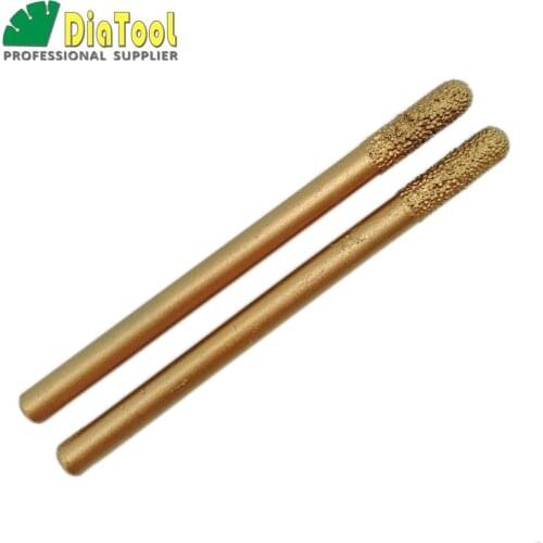 SHDIATOOL 2pcs 6/20mmX90mm Cylinder Ball-end CNC Stone Cutter Engraving Bits CNC Tool Stone Carving Tools Diamond Burrs End Mill