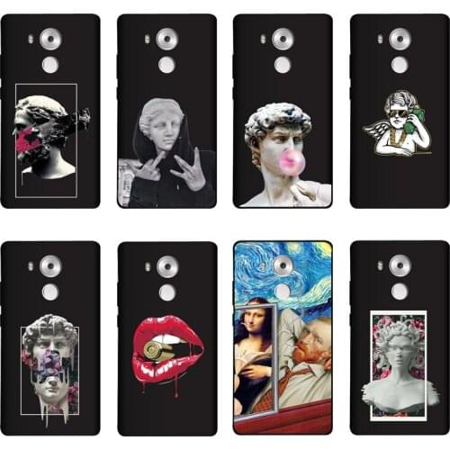 QAQsam Silicone 6.0 inches For Huawei Mate 8 Case Cartoon Statue Abstract Art Painted Soft TPU Back Cover Capa Fundas