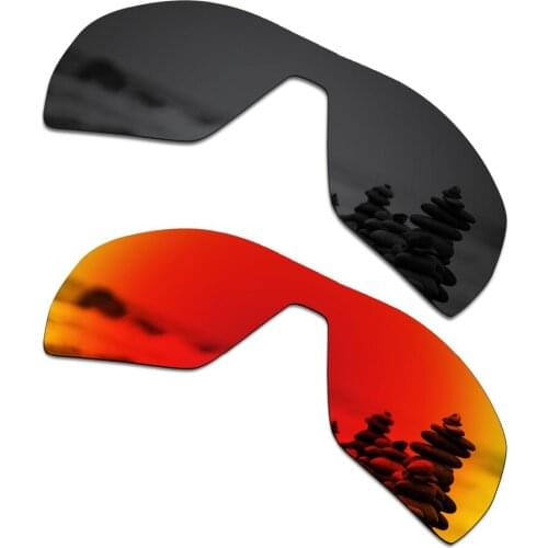 SmartVLT 2 Pieces Polarized Sunglasses Replacement Lenses for Oakley Offshoot Stealth Black and Fire Red