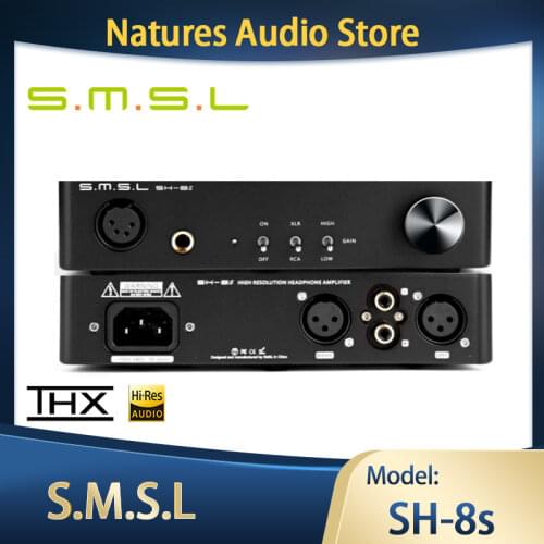 SMSL SH-8S Hi-Res Headphone Amplifier 6.35mm RCA XLR Balanced/Unbalanced Gain Adjustable SH8S Amp