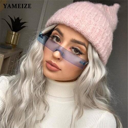 YAMEIZE Fashion Flat Top Small Square Sunglasses Women Men Punk Rimless Sun Glasses Retro Eyewear Steampunk Goggles Gafas