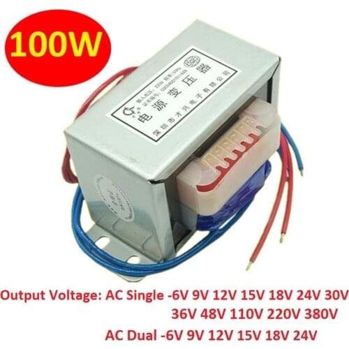 EI86 100W Power Transformer Input AC 220V/380V~50Hz Output AC Single/Dual 6V 9V 12V 15V 18V 24V 30V to 380V Copper Core CX-100VA