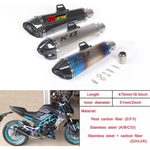 Universal Motorcycle Exhaust Muffler Pipe with Removable DB Killer Silp on 38-51mm Real Carbon Fiber Silencer System