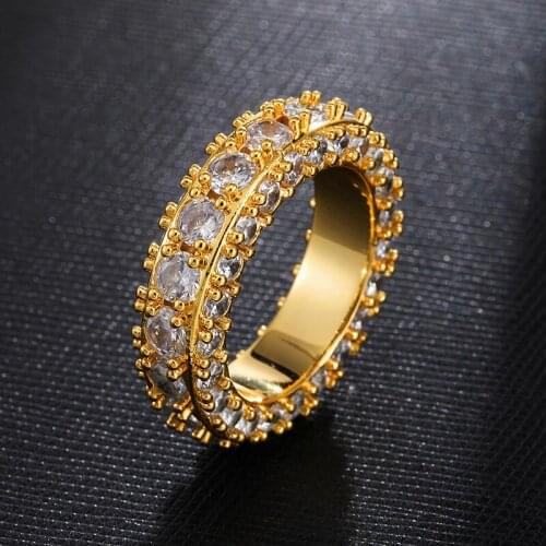 US7 CZ Iced Out Micro Pave Cubic Zirconia Rings For Men Women Geometric Round Ring Hip Hop Jewelry