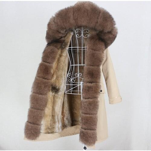OFTBUY Real Fur Coat X-long Waterproof Parka Winter Jacket Women Natural Raccoon Fox Fur Hood Rabbit Liner Detachable Streetwear