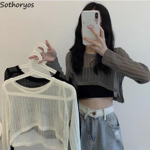 Shrugs Women Breathable O-neck Hollow Out Sun Shading Summer Crop Tops Bolero Elegant Sexy Loose Korean Style Mujer Shawl Trendy