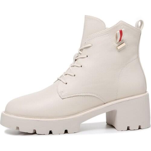 Round Toe Thick Heel WomenS Boots, Lace-Up Solid Color Short Boots, WomenS Platform Shoes