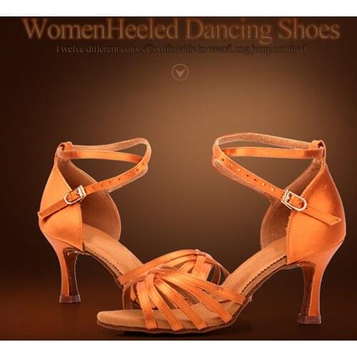 7cm Heeled Women Latin Dance Shoes Tango Ballroom Salsa Dance Dancing Shoes For Women Ladies Girl Party Thick Heel Shoes