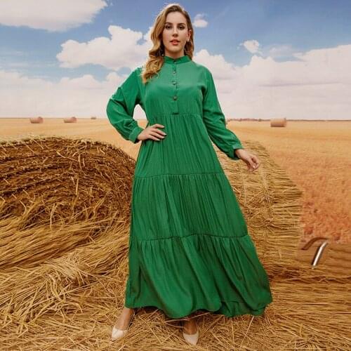 Plus Size Women Long Maxi Dress Kaftan Dubai Abaya Muslim Loose Pleated Party Gown Moroccan Turkey Caftan Islamic Clothing Robes