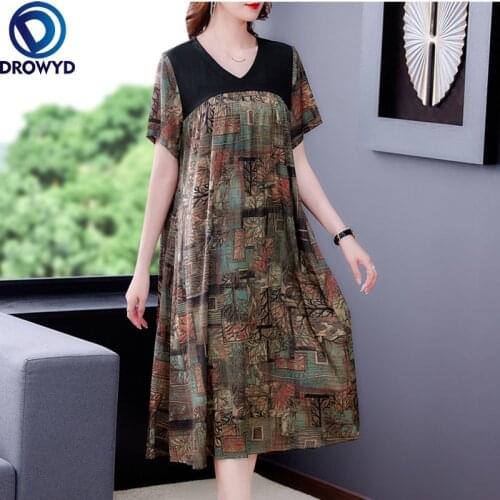 Women Fashion Vintage Print Mulberry Silk Maxi Dresses Summer V-neck Patchwork Midi Dresses 2021 Elegant Bodycon Party Vestidos