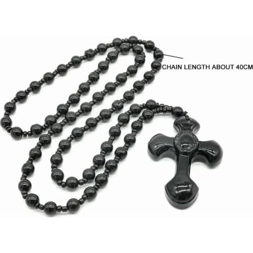 1 Pcs New Obsidian Pendant Necklace Unisex Black Cross Shape Necklace