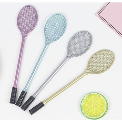 1 Pcs Kawaii Cartoon 0.5mm Writing Pen Badminton Racket Gel Pen Plastic Signature Pen Escolar Papelaria School Office Supply