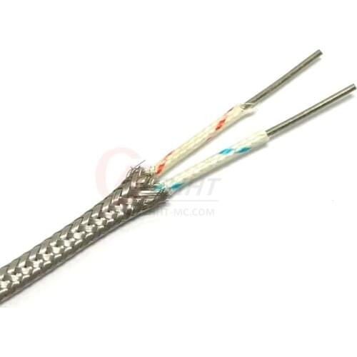 2*0.8mm K Type Single Strands Fiberglass Insulation Stainless Steel Shield KXHGAB-CH Thermocouple Wire