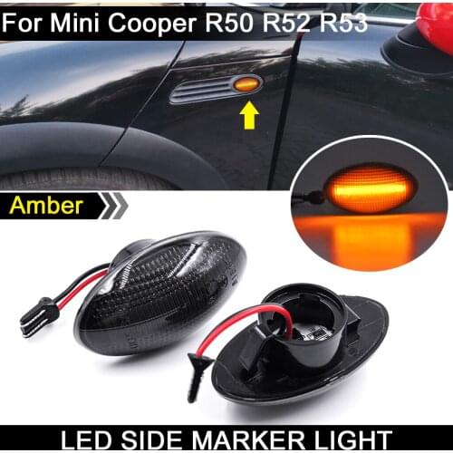 2Pcs LED Side Marker Light Amber Turn Signal Blinker Indicator Lamp For Mini Cooper R50 2002-2006 R52 2004-2008 R53 2002-2006