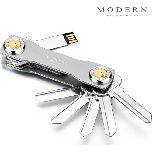 Modern-Brand Aluminum Key Smart Wallet DIY Keychain EDC Pocket Key Holder Key Organizer