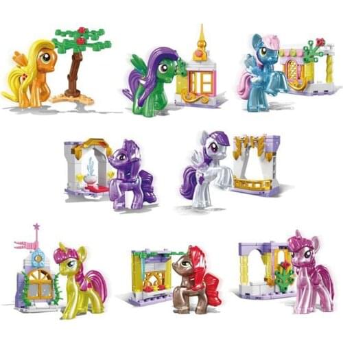 272 pcs New Bricks Lepining Pony Scene Crystal Edition 8 in 1 Dream Friendship Castle Girl Assembled Building Blocks Toy