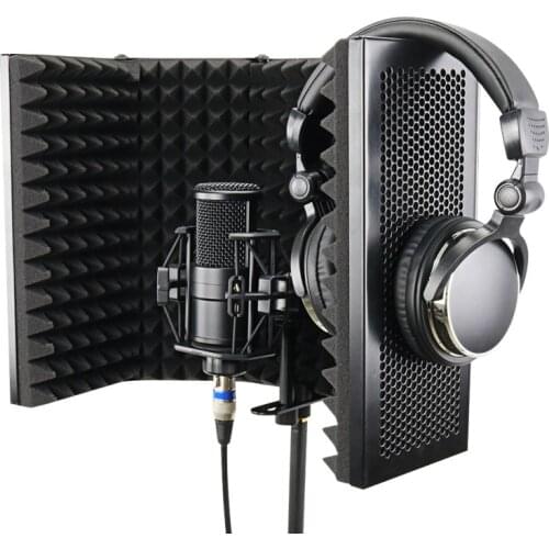 5 Panel Foldable Studio Microphone Isolation Shield Recording Sound Absorber Foam Panel