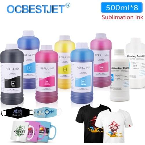 500ML*8 Sublimation Ink For Epson L800 L805 L1800 WF-7710 WF-7720 CX4300 WF-2680 Printer Ink Heat Press Ink Heat Transfer Ink