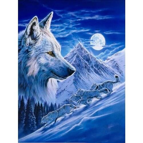 5D Diy Diamond Painting Seabed Dolphin Snow Mountain Wolf Wild Crane Diamond Embroidery Animal Cross Stitch Home Decoration