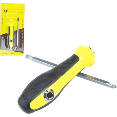 BOSI 6.3mm x 100mm PH&S In 1 Screwdriver With Six Point Socket On The Grip for "T" Griping