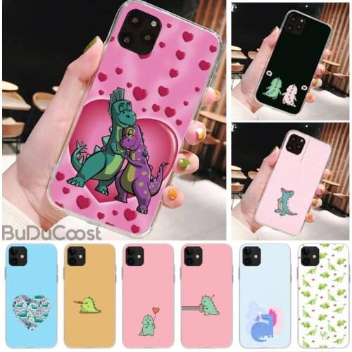 Cartoon Dinosaur Love Heart Phone Case for iPhone 8 7 6 6S Plus X 5S SE 2020 XR 11 pro XS MAX 12 12Mini