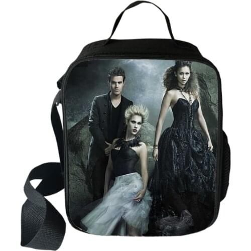 Vampire Diaries Cooler Lunch Bag Cartoon Girls Portable Thermal Food Picnic Bags for School Kids Boys Box Tote