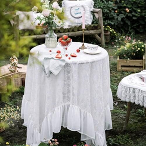 Elegant Lace Tablecloth Rectangular Round for Wedding Garden Decoration Dining Room