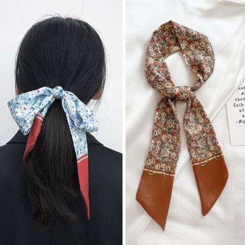 Summer Floral Silk Headscarf Fashion Women Headband For Hair Bands Girls Ribbon Print Handkerchief Accessories 2021 Bandana