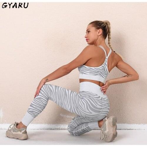 GYARU 2 PCS Womens Yoga Suit Femme Workout Sports Bra Leggings Set Wear For Women Gym Clothing Athletic Fitness Tracksuit