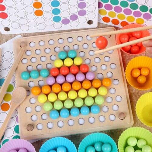 Wooden Beads Game Montessori Educational Early Learn Children Clip Ball Puzzle Preschool Toddler Toys Kids For Children Gifts
