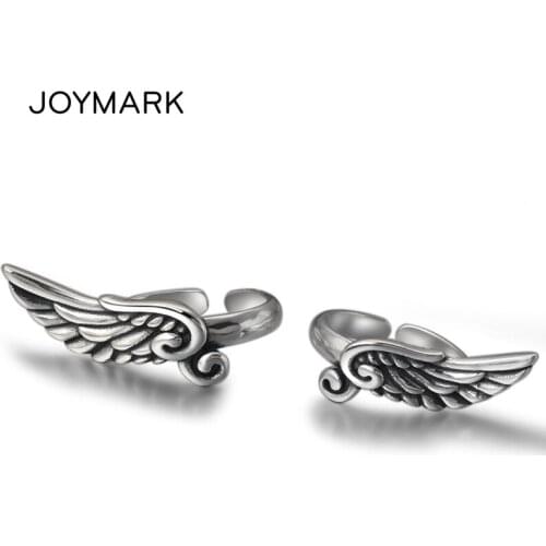 Angel Wings Ring Retro Thai Silver Couple Rings FOREVER Letter Finger Rings Sterling Silver Jewelry Valentines Day Gift TSR122