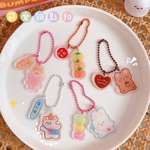 Bear Girl Wallet Acrylic Pendant Kawaii Bags Accessory Student Rabbit Keychain Children Cute Gift Korea Girls Fashion Decoration
