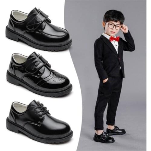 Boys' leather shoes 2021 new boys' fashion British style small leather shoes student leather soft soled performance shoes