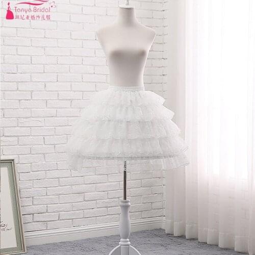 Lace Petticoat 5 Layers Puffy Short Dress Petticoat Wedding Petticoats Lolita Cosplay Steel Ring Underwear Skirt ZQ007