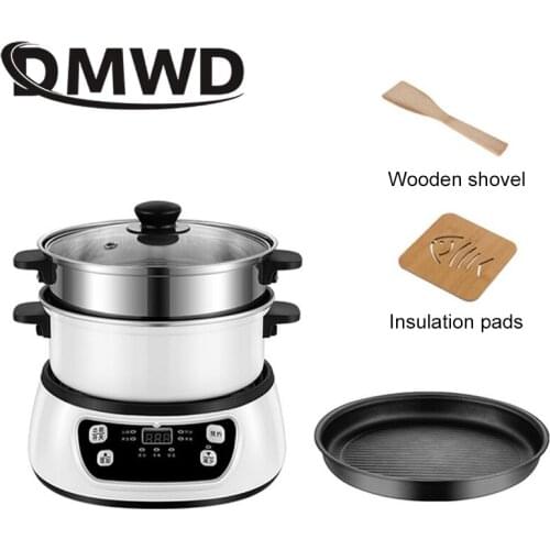 DMWD Dual Voltage Travel rice Cooker Portable Mini Electric stew soup pots cooking Machine Student hotpot food steamer 110V 220V