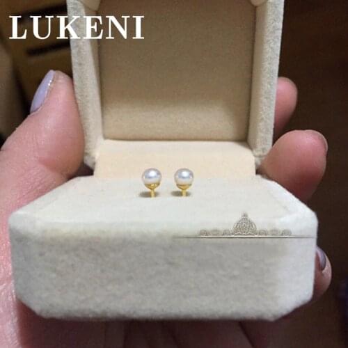 Fashion Female Ear Acupuncture Natural Round Pearl Near Flawless 925 Silver Gold-plated 4mm Ear Acupuncture Female 2020 New