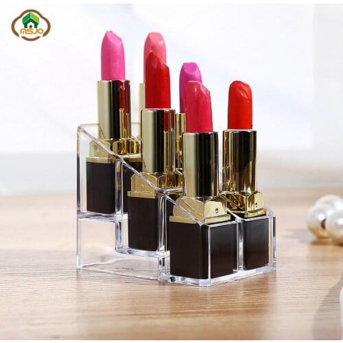 MSJO Lipstick Holder Storage Boxes Transparent Cosmetic Organizer Display Stand Acrylic Cosmetic Organizer Makeup for Desktop
