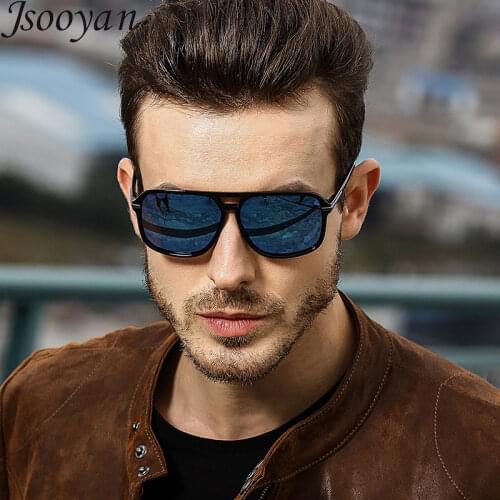 Jsooyan Polarized Sunglasses Men Square Brand Designer Sun Glasses Retro yellow night vision Goggles Male Driving Eyewear