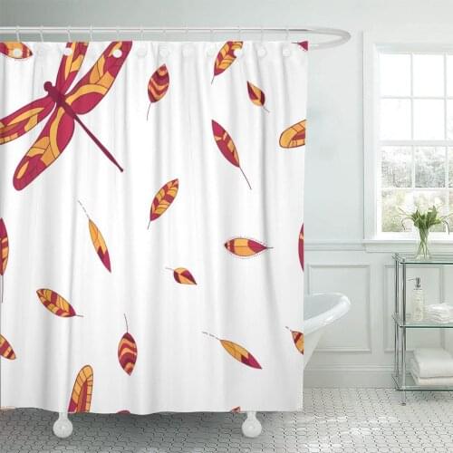 Leaves and Dragonflies Cute Endless Bright Colorful Dragonfly Series Shower Curtain Waterproof Fabric 60 x 72 Inches Set