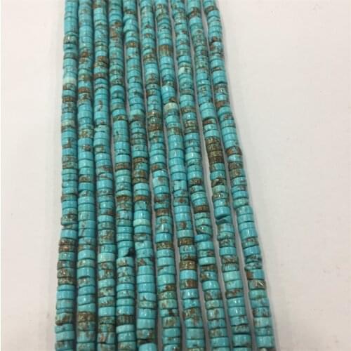 Natural Turquoise Stone Heishi Blue Rondelle Cube Shape Loose Spacer Beads For Jewelry Making DIY Necklace Bracelets Accessories