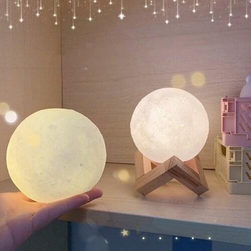 2021 New 8cm Home Furnishings Moon Night Light With Stand Electronic Model Bedroom Dormitory Light Decoration Gifts Dropshipping